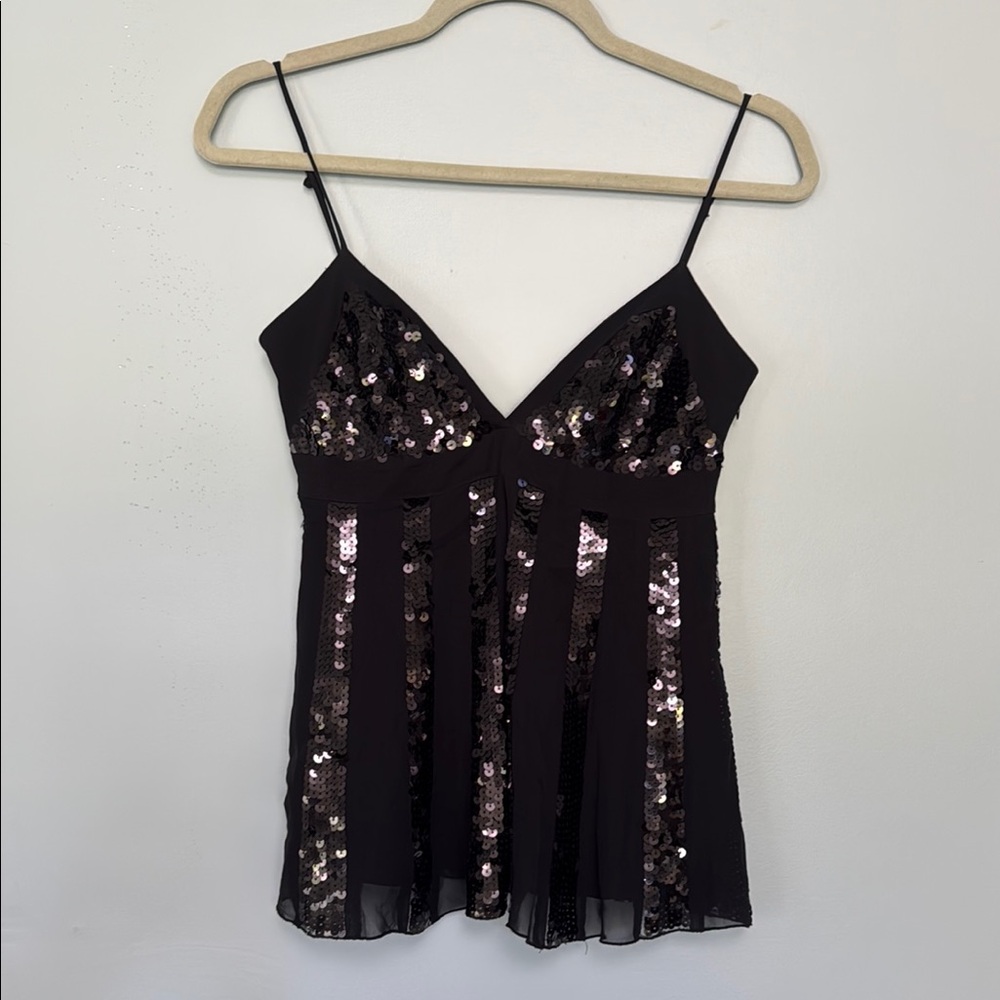 BCBGMaxAzria Black Sequin Top